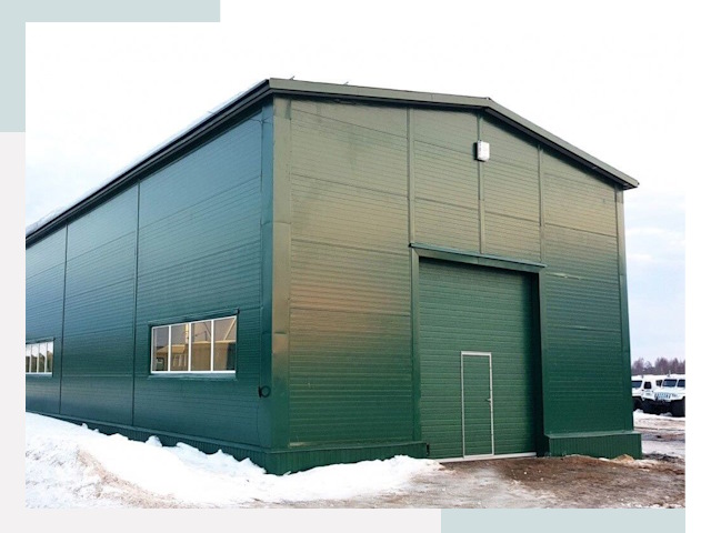 Двускатные ангары в Колпине