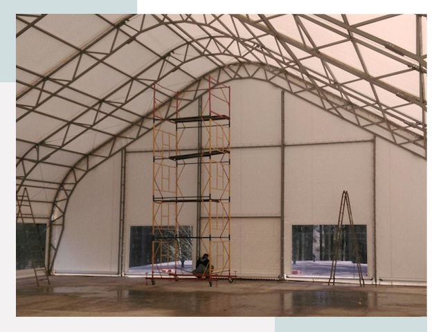 Шатровые ангары в Колпине