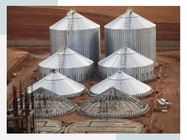 Строительство зерновых силосов в Колпине